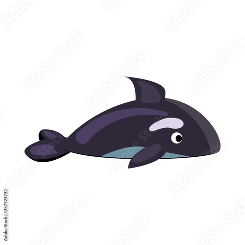 Inflatable dolphin. Swimming toy, lifebuoy, lifesaver. Vector illustration can be used for topics like vacation with children, pool, beach