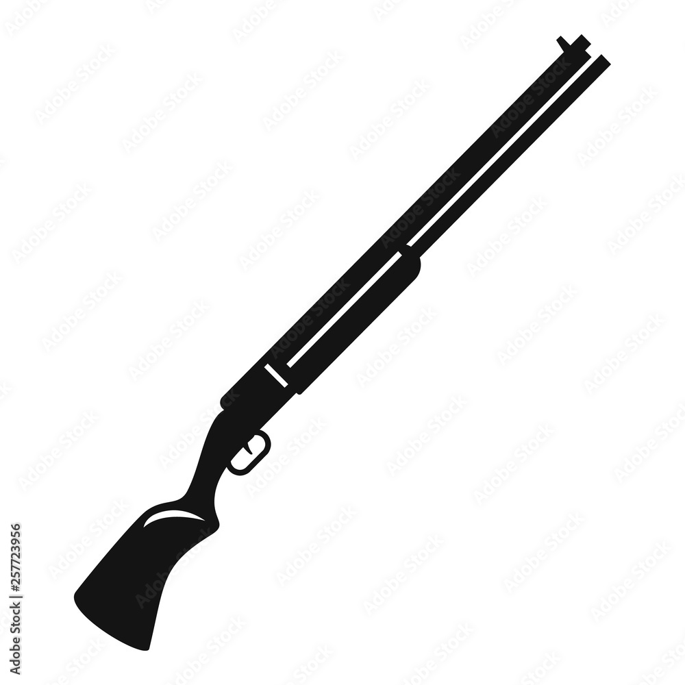 Hunter shotgun icon. Simple illustration of hunter shotgun vector icon for web design isolated on white background Hunter shotgun icon. Simple illustration of hunter shotgun vector icon for web design isolated on white background