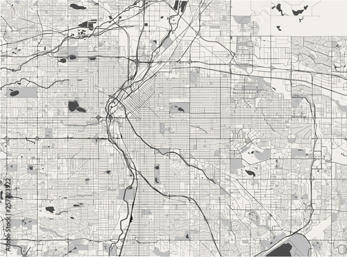 map of the city of Denver, Colorado, USA