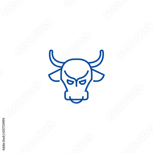 Bull market,stock market,bullish line concept icon. Bull market,stock market,bullish flat  vector website sign, outline symbol, illustration.