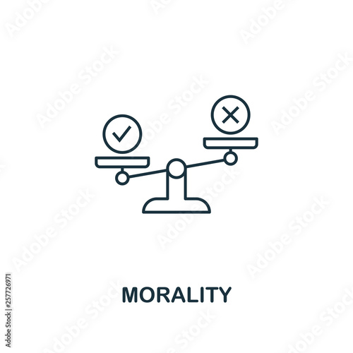 Morality icon. Thin line design symbol from business ethics icons collection. Pixel perfect morality icon for web design, apps, software, print usage
