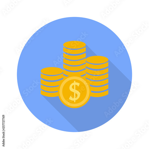 Money symbol icon on white background with shadow. 
