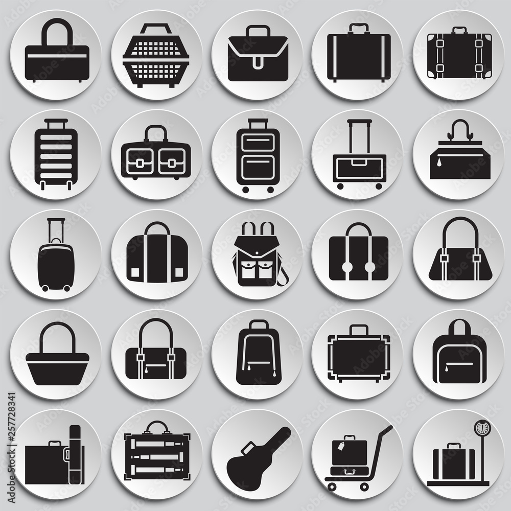 Cases icons set on plates background for graphic and web design. Simple vector sign. Internet concept symbol for website button or mobile app. Cases icons set on plates background for graphic and web design. Simple vector sign. Internet concept symbol for website button or mobile app.