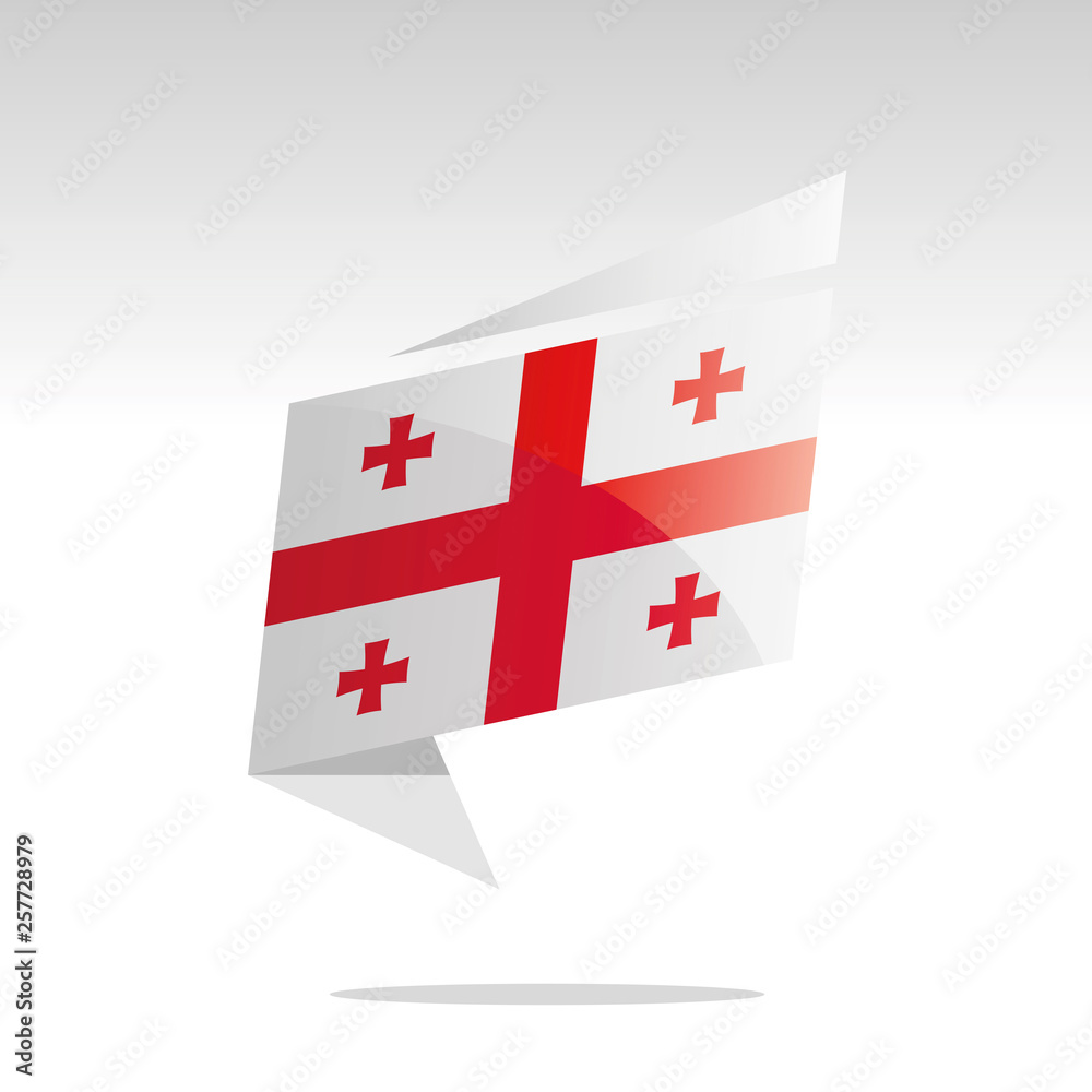 New abstract Georgia flag origami logo icon button label vector