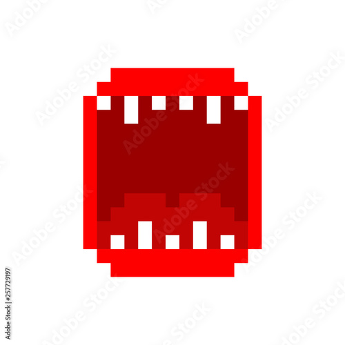 Angry open mouth with teeth pixel art. 8bit