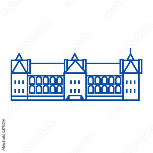 Castle in france line concept icon. Castle in france flat  vector website sign, outline symbol, illustration.