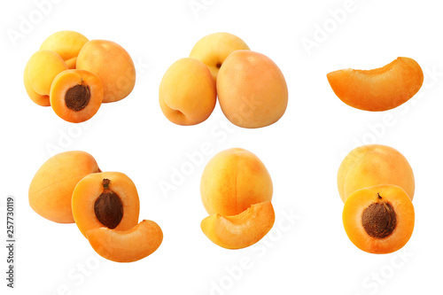 set apricot isolated on white background.