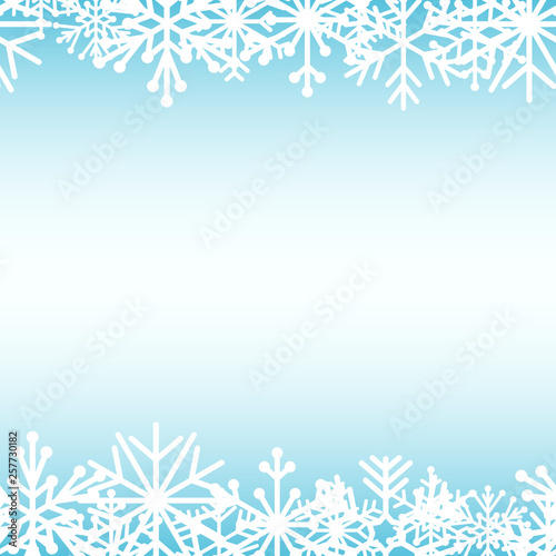 Decorative snowflake on white blue gradation background