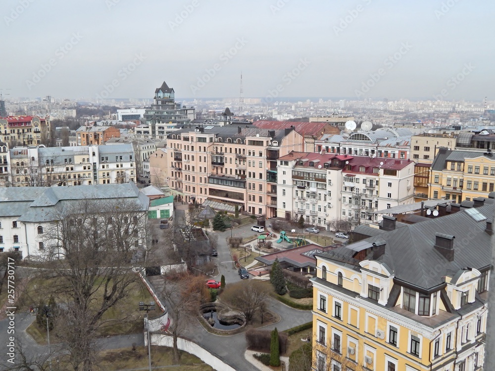 View of Kiev from the bell tower of St. Sophia Cathedral.