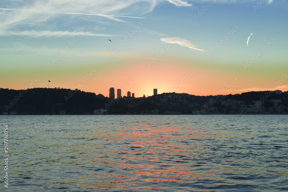 sunset in the Bosphorus of Istanbul