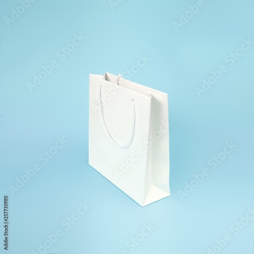 White paper bag isolated on simple background