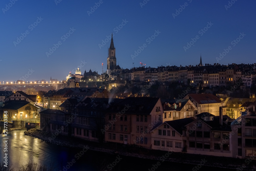 Bern, Capital of Switzerland at night during the blue hour