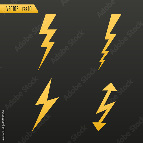 Thunder and bolt lighting. Flash icon isolated on transparent background. Graphic symbol element. 