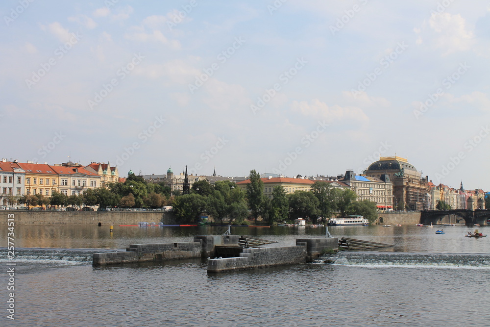 Panoramic view of Prague and Vltava river, Czech Republic