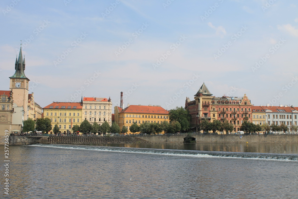 Dam on the Vltava river in Prague Czech Republic