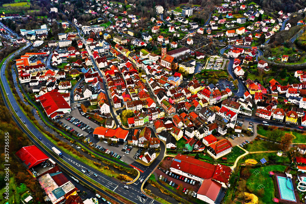 Fototapeta premium Bad Brückenau in Bayern aus der Luft - Drohne DJI Mavic 2 Pro