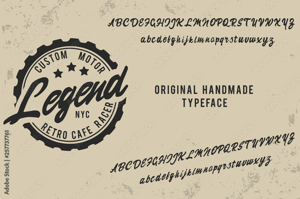 Legend. Script font. Custom motor. Cafe racer. New York. Coffee logo ...