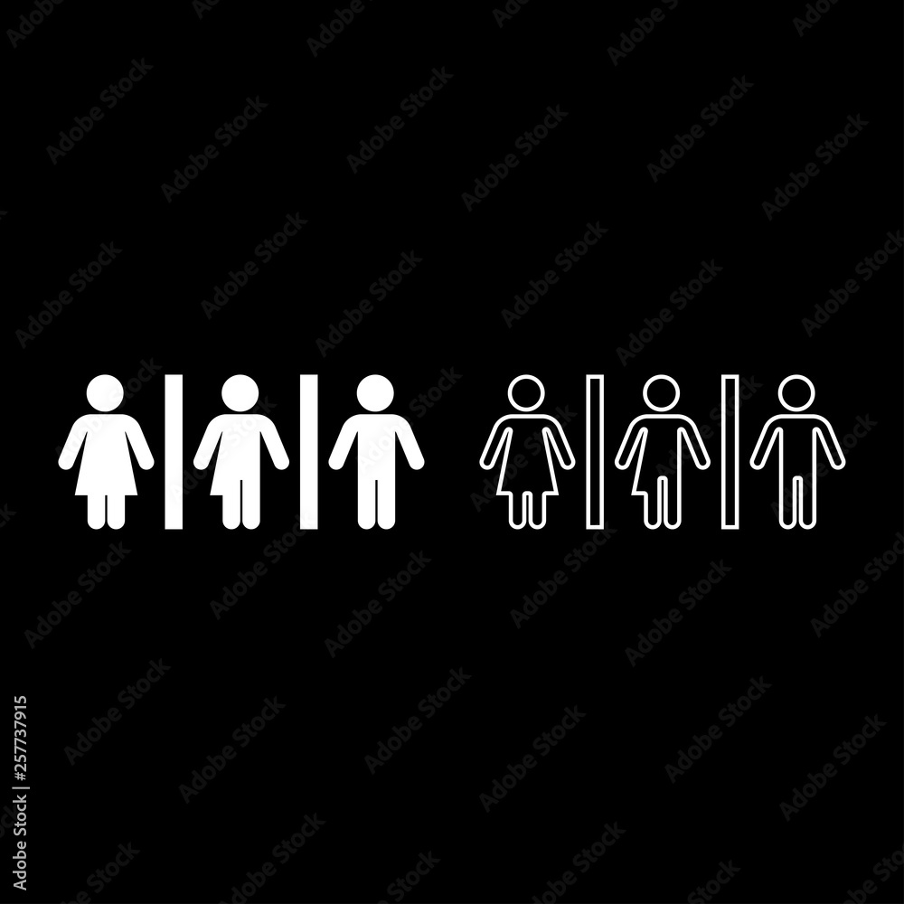Woman bisexual transvestite gay man loyalty concept icon set white color vector illustration flat style image Woman bisexual transvestite gay man loyalty concept icon set white color vector illustration flat style image
