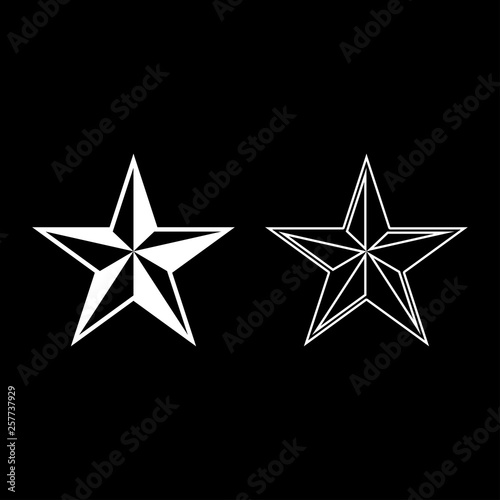 Star five corners Pentagonal star icon set white color vector illustration flat style image