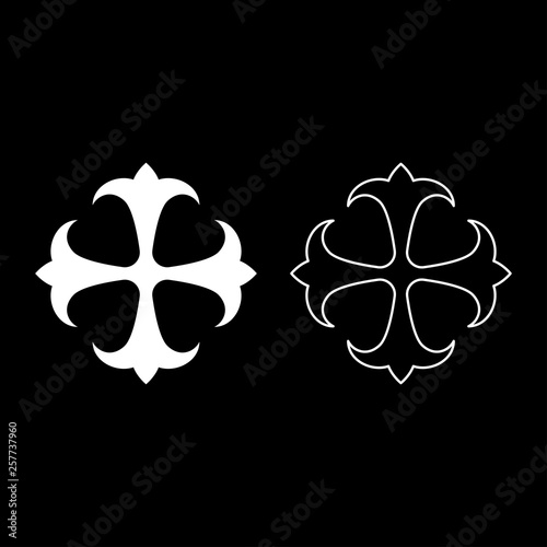 Symbol field lily kreen strong Cross monogram dokonstantinovsky Symbol of the Apostle anchor Hope sign Religious cross icon set white color vector illustration flat style image