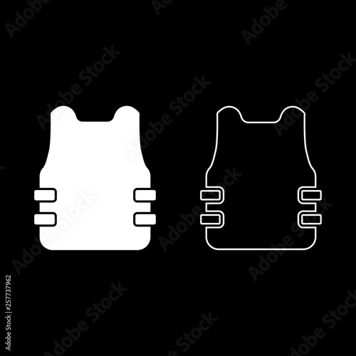 Bullet-proof vest flak jacket icon set white color vector illustration flat style image