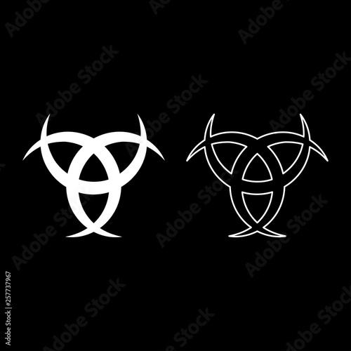 Horn Odin Triple horn of Odin icon set white color vector illustration flat style image photo