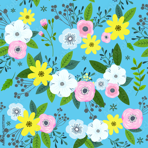 Romantic florals seamless background