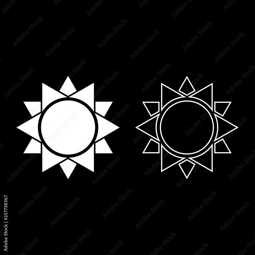Fototapeta premium Sun icon set white color vector illustration flat style image