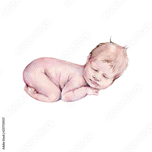Sleeping baby Isolated on white background.