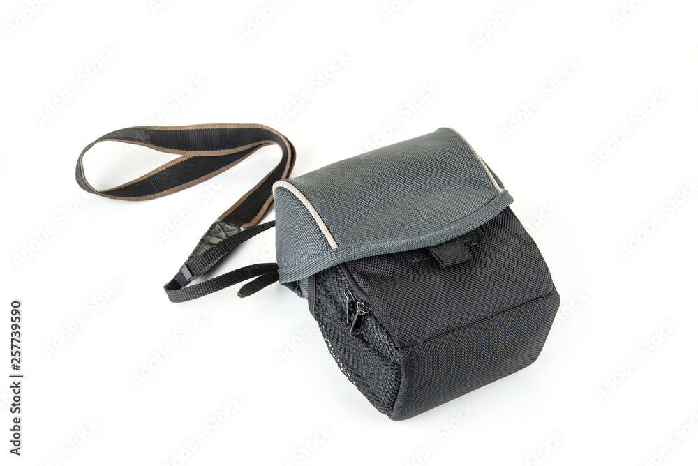 Naklejka premium Camera case with a strap in a white