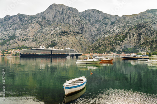Sunny morning view of Kotor bay  Montenegro.