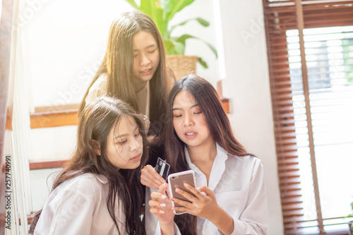 Group of business asian women discussion using smartphone © themorningglory