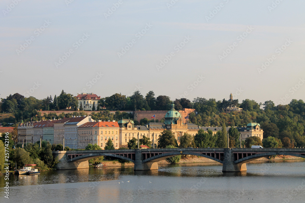 View of Manesov bridge in Prague Czech Republic