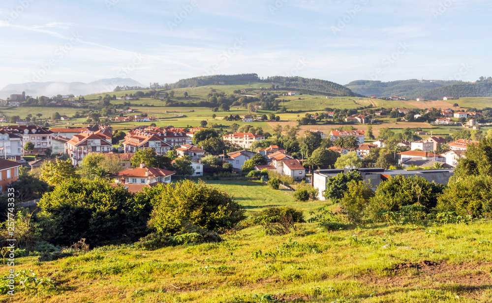 Field of Cantabria in rural scene on a sunny day