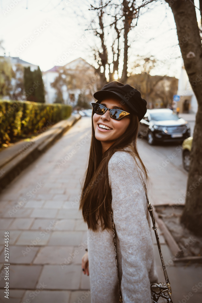 Street portrait of young beautiful fashionable woman Street portrait of young beautiful fashionable woman