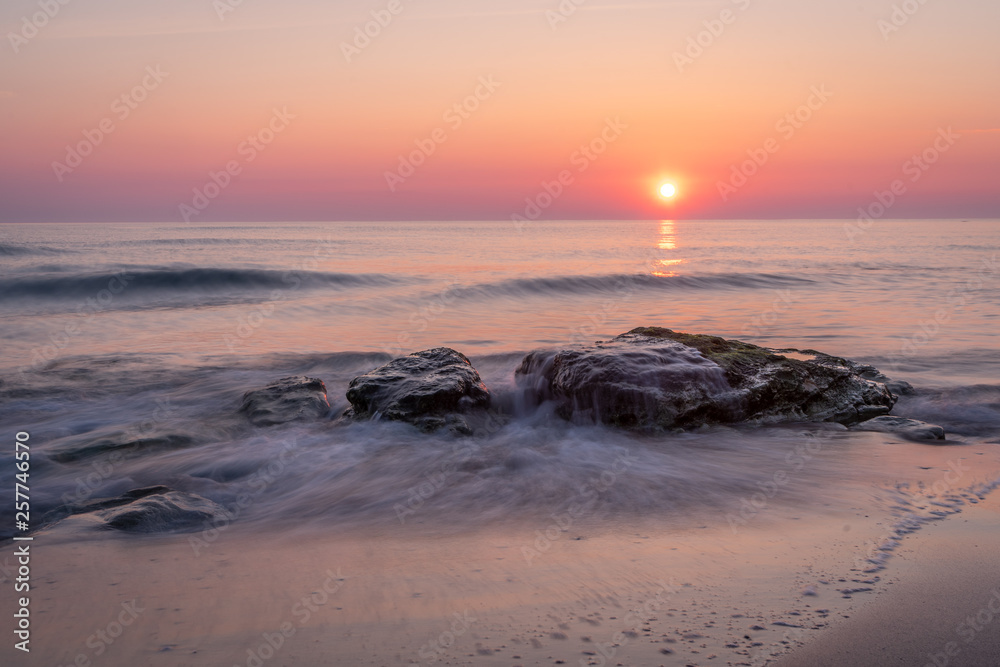 Beautiful Sunrise on the beach in Primorsko, Bulgaria