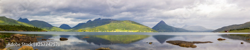 Fototapeta Naklejka Na Ścianę i Meble -  clouds over the fjord on Senya island in Norway