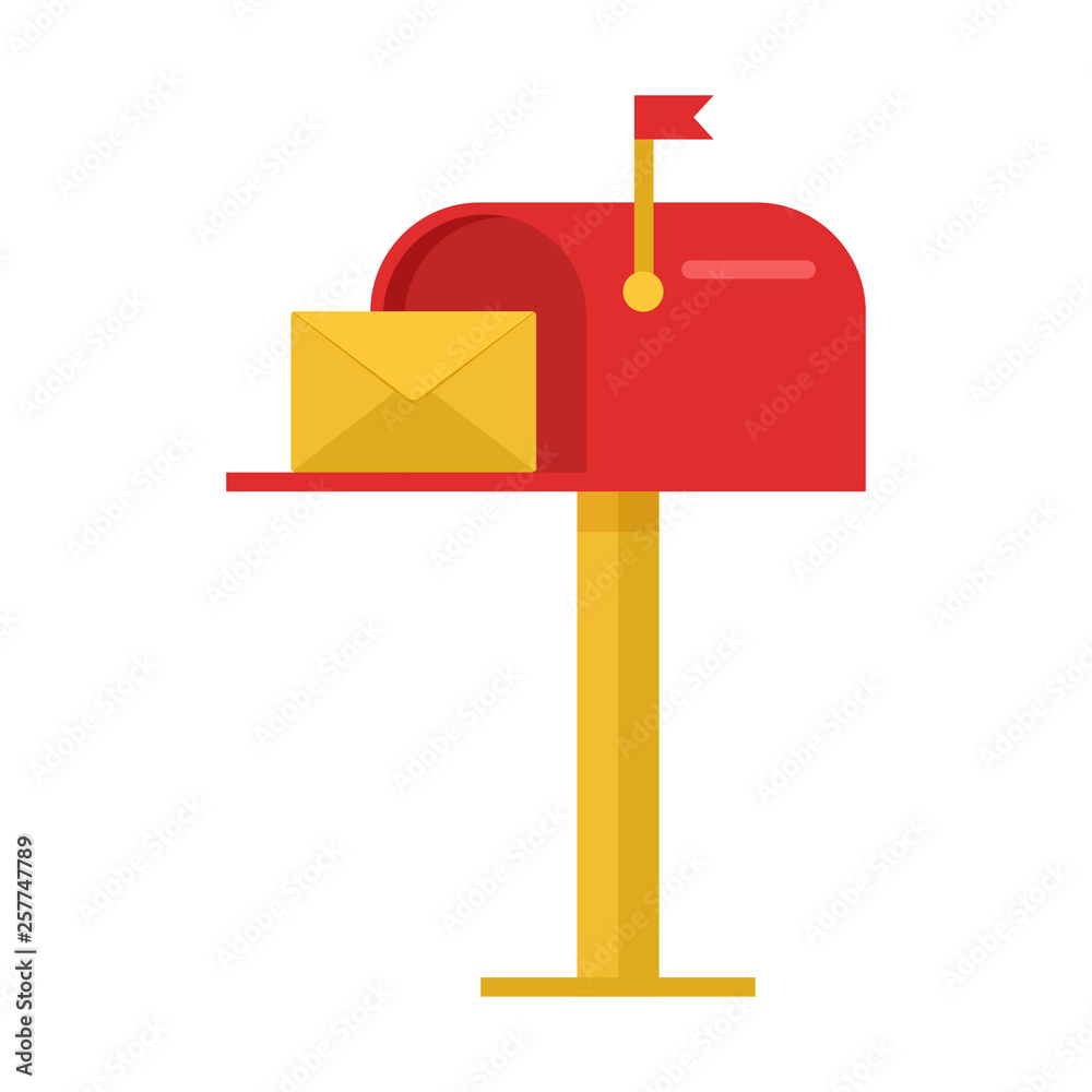 Red mailbox with yellow envelope. Vector illustration Red mailbox with yellow envelope. Vector illustration