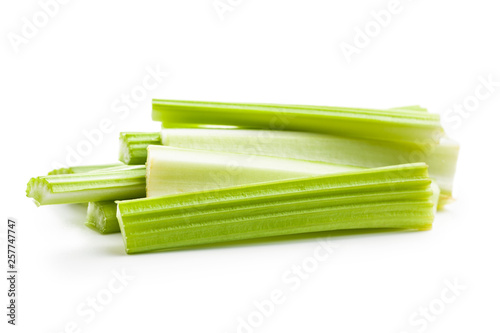 Celery sticks. Cutting celery stalks.