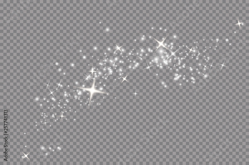 Glow light effect. Vector illustration. Christmas flash. dust