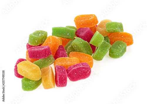 Heap of sweet jelly candies isolated on a white background