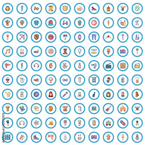 100 movie star icons set. Cartoon illustration of 100 movie star vector icons isolated on white background