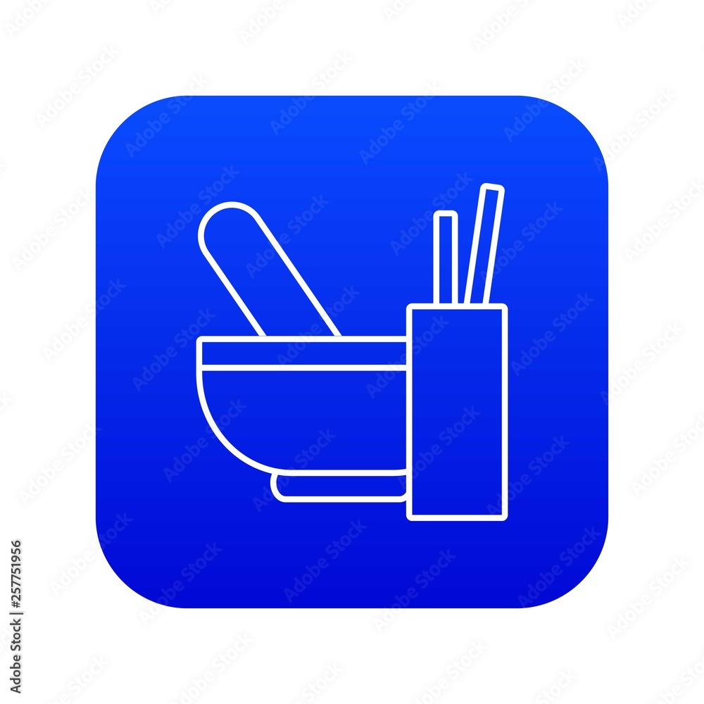 Mortar with pestle icon blue vector isolated on white background Mortar with pestle icon blue vector isolated on white background