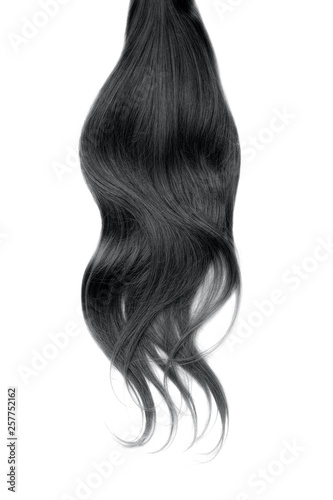 Long black hair isolated on white background