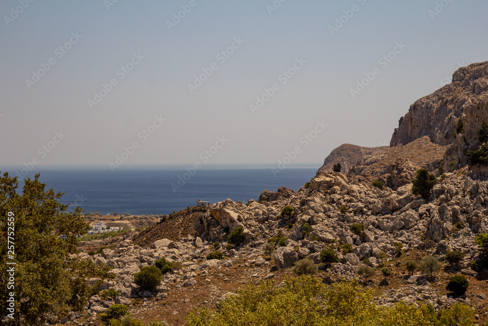 Coast of the Greek island Rhodes. Mediterranean sea.