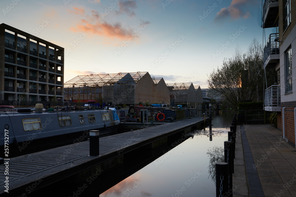 Fototapeta premium Sunset reflections in the canal