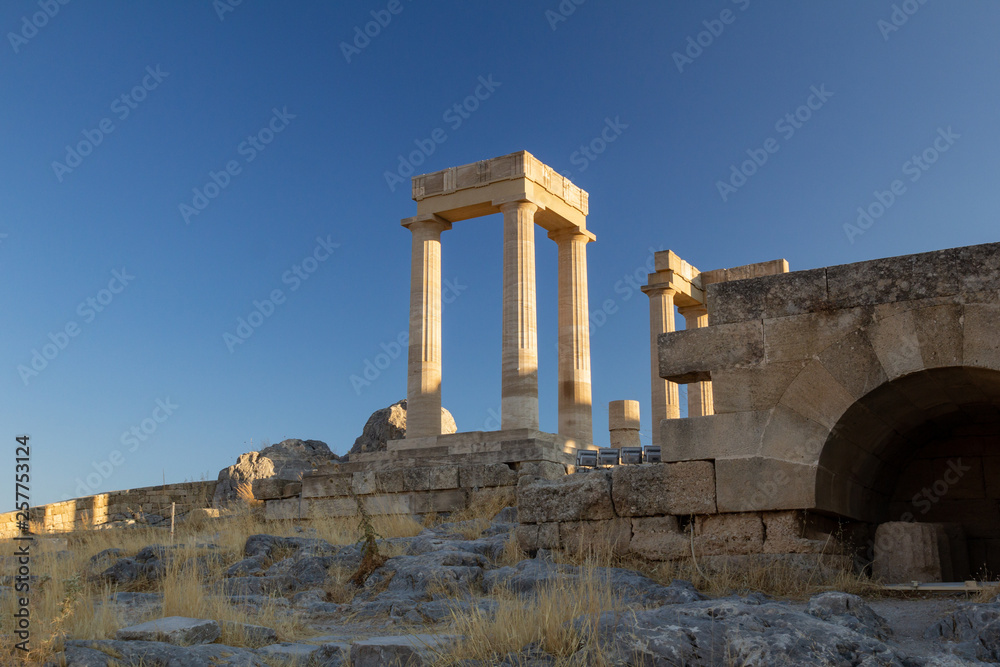 Propylaea. Acropolis of Lindos. Rhodes Island, Greece