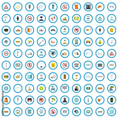 100 municipal icons set in flat style for any design vector illustration