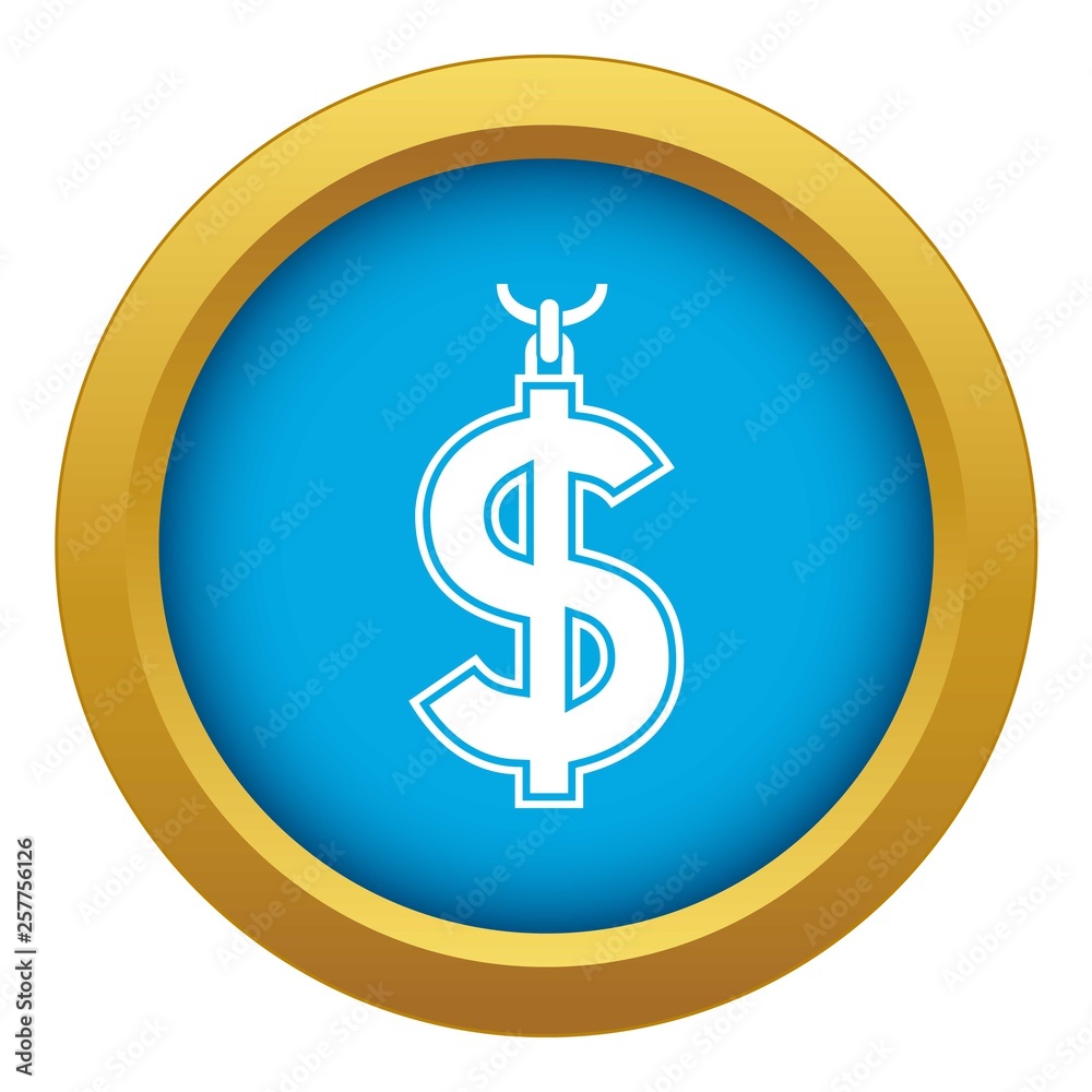 Fototapeta premium Necklace of dollar symbol icon blue vector isolated on white background for any design