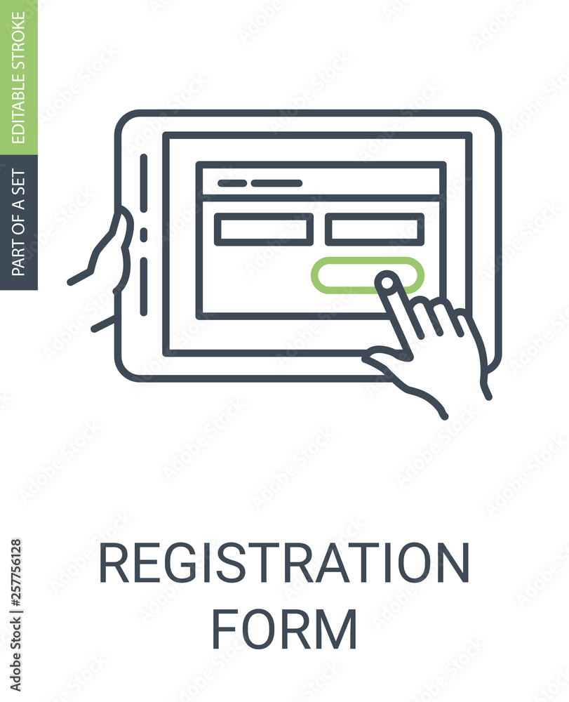 Registration Form Icon with Outline Style and Editable Stroke Registration Form Icon with Outline Style and Editable Stroke